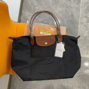NWT Longchamp Le Pliage Original Large Shoulder Nylon Bag Tote Black
